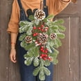 thumbnail image 6 of Door for All Seasons Outdoor Artificial Rattan Christmas Teardrop Swag Winter Cones Frosted Red Berries Garland For Front Door Decor Holiday Wall Window Hanging Wreath Window Suction Cups, 6 of 8