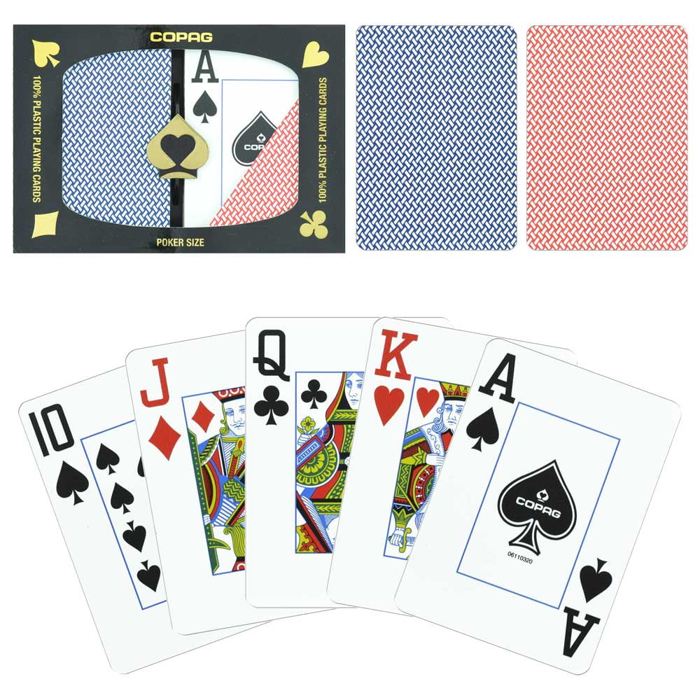 New COPAG Plastic Playing Cards Bridge Size Jumbo Index Burgundy Green FREE CUT 