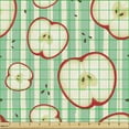 thumbnail image 2 of Fruits Fabric by the Yard, Sliced Tasty Fresh Fruit Rhythmic Pattern on Striped Background, Decorative Upholstery Fabric for Chairs & Home Accents, Almond Green Dark Coral by Ambesonne, 2 of 5