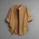 thumbnail image 1 of Ceisia Men's Oversize Stand-Collar Full-Button 3/4 Sleeve Shirt Multi-Solid Gift, 1 of 6