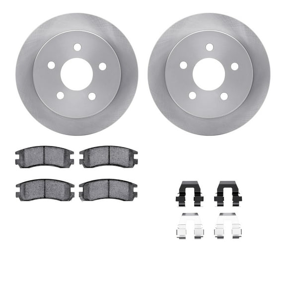 Dynamic Friction Company Rear Brake Rotors with 5000 Euro Ceramic Brake Pads includes Hardware 6612-52007