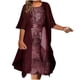 thumbnail image 1 of Puntoco Falda Larga De Manga Tres Cuartos Para Mujer, Tirantes Estampados Para Vacaciones, Estilo Bohemio, Falda Con Vuelo Grande, Conjunto Verdadero De Dos Piezas, Rojo Xxxxl, 1 of 3