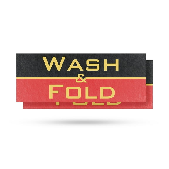 Wash and Fold Vinyl Decal 2 Pack of 24 Inch x 9 Inch Weatherproof Heavy-Duty Adhesive Backing | Laundry Services, Reliable Solutions, Clear Display | Made in USA