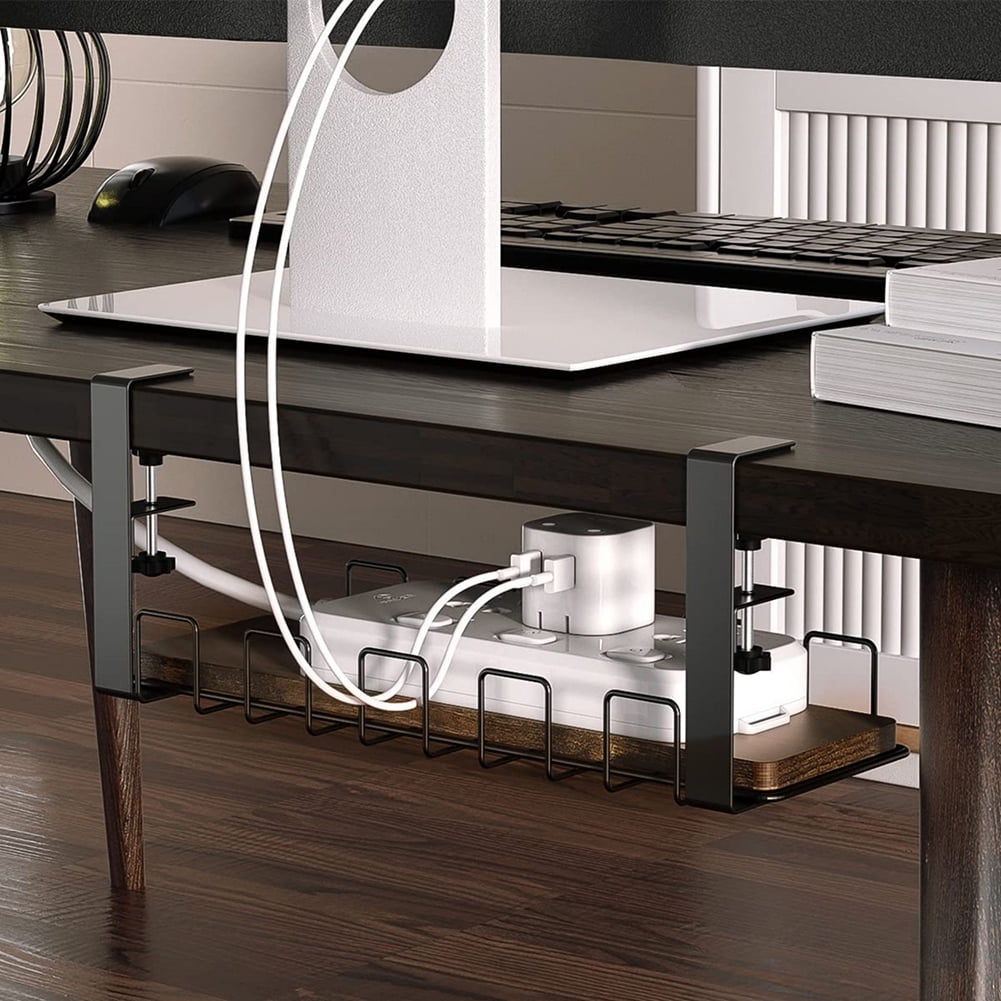 Kadyn 1 Tier Cable Management Tray, Under Table Cable Management Rack for Office, Study, Brown Under Desk Basket Cable Storage Rack Kadyn 1 Tier Cable Management Tray, Under Table Cable Management Rack for Office, Study, Brown Under Desk Basket Cable Storage Rack