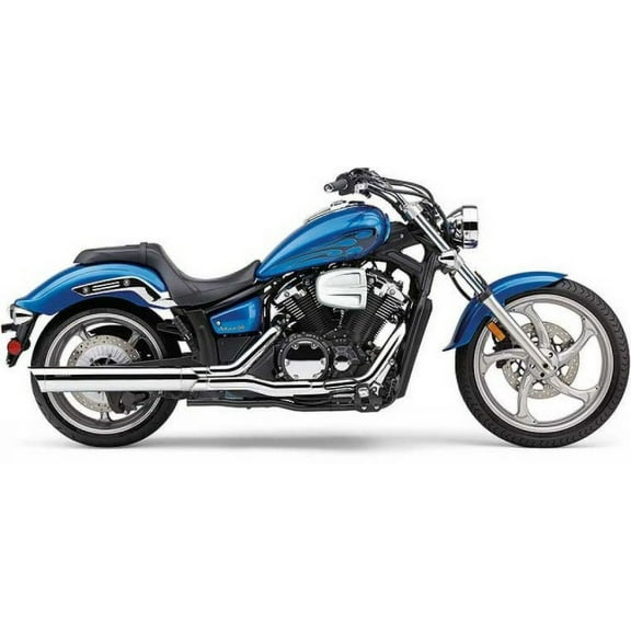 Scalloped Billet Tip 4 Inch Slip On Muffler for 2011 Yamaha XVS1300 Stryk