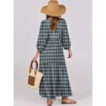 thumbnail image 4 of ANRABESS Womens Boho Maxi Dresses 2026 Summer V Neck Puff Sleeve Floral Flowy Swing Fall Casual Long Dress Dark Green X-Large, 4 of 10