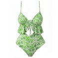 thumbnail image 4 of DHFJKG One Piece Swimsuit Women Summer V Neck Ruffle Floral Printed Hallow Out High Cut Bathing Suit Versatile Beachwear, 4 of 4