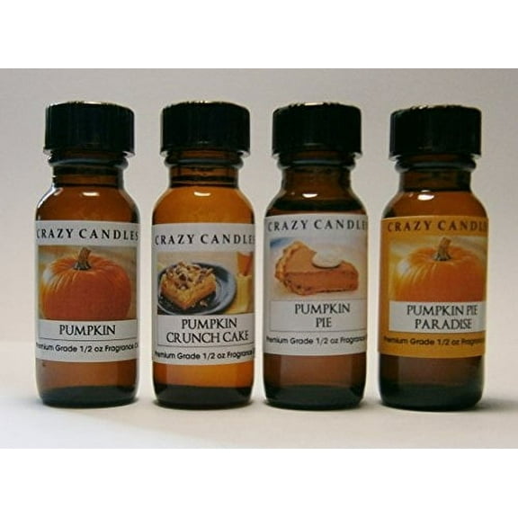 4 Bottles Set, 1 Pumpkin Pie, 1 Pumpkin Pie Paradise, 1 Pumpkin Crunch Cake, 1 Pumpkin 1/2 Fl Oz Each 15ml Premium Grade Scent