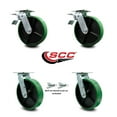 thumbnail image 2 of 8 Inch Green Poly on Steel Caster Set with Roller Bearings 2 Brake 2 Swivel Lock, 2 of 2