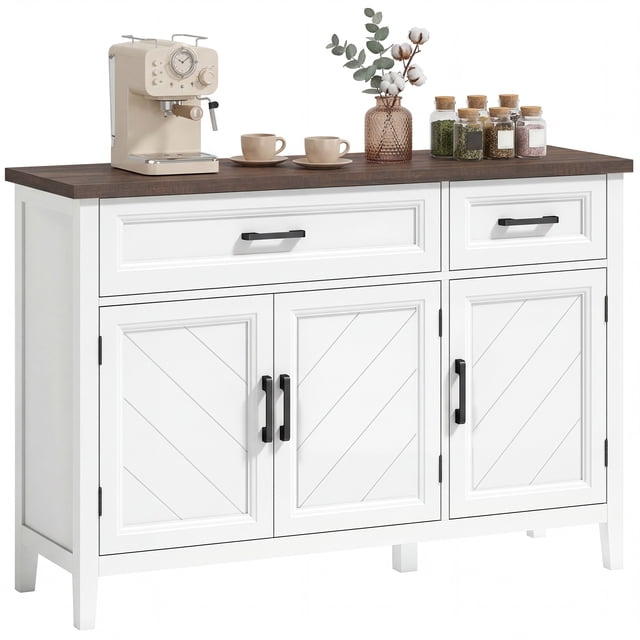 HOMCOM Sideboard Buffet Cabinet, 44" Farmhouse Kitchen Storage Cabinet