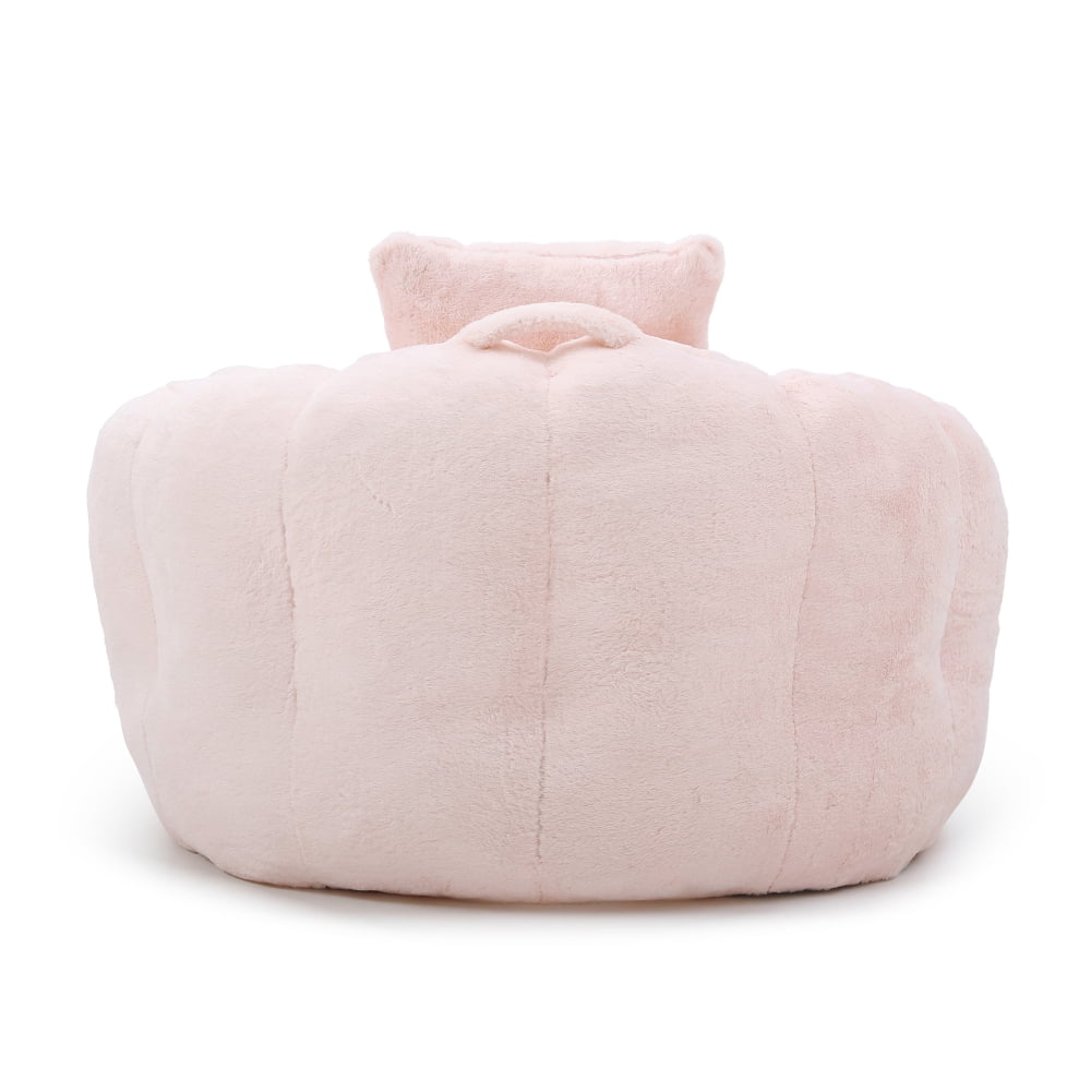 Giant Oversized Bean Bag Chair with Footstool - Faux Fur Shell-Shaped, Pre-Filled for Adults & Kids, Floor Sofa for Gaming, Reading, Living Room & Bedroom