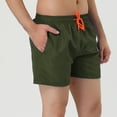 thumbnail image 2 of Pantalones cortos de natación con forro de malde color sólido con cintucon cordón pahombre Verde oli32, 2 of 6