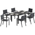 thumbnail image 1 of Outsunny Patio Dining Set, Expandable Table, 6 Stackable Chairs, Black, 1 of 10