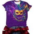 thumbnail image 5 of Erwazi Mardi Gras T-Shirt for Women Graphic Printed Short Sleeve Crew Neck Carnival Party Shirt Top, 5 of 6