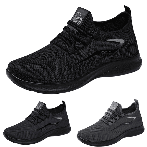 Domzle Bowling Shoes Men Orthopedic Arch Support Mesh Slip-On Walking Shoes Non-Slip Sole Breathable Outdoor Casual Athletic Comfortable Lace-Up Sneakers Gray