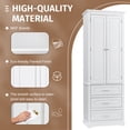 thumbnail image 4 of 70" Tall Storage Cabinet, Modern Multi-Function Large Closet Storage Cabinet with 2 Doors and 3 Drawers, Wood Wardrobe Armoire Closet for Bathroom, Office, Bedroom, Living Room, White, 4 of 9