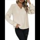 thumbnail image 1 of Camisas de Mujer con Botones, Puños de Encaje, Larga, Blusas Elegantes de con Cuello Mao, Blusas Informales de Negocios para Otoño Albaricoque L, 1 of 9
