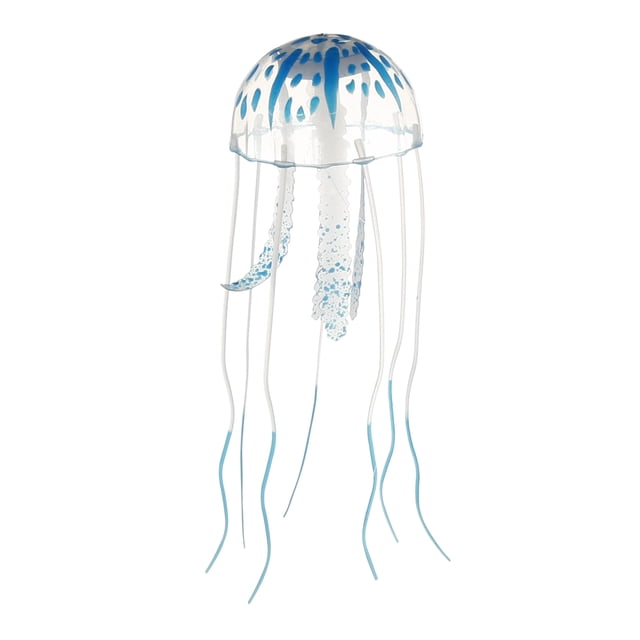 Decoración de medusas para pecera, adornos fluorescentes de silicona para medusas, decoración de acuario con ventosa, azul, 2,3 "x 5,9"