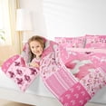 thumbnail image 4 of jejeloiu Pink Western Cowgirl Twin Comforter Sets Kids,Girly Patchwork Plaid Buffalo Bedding Set,Reversible,2pcs, 4 of 8