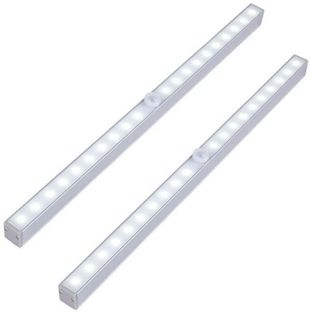 2-pack LED Closet Lights, Wireless 20-LED Motion Sensor Under Cabinet Light Battery Operated Night Lighting Bar (Best Led Under Cabinet Lighting)