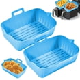 thumbnail image 2 of 2PCS Air Friteuse Pot de Silicone avec Poignée Réutilisable Air Friteuse Doublure Résistant à la Chaleur Air Friteuse Panier en Silicone Rectangle Cuisson Pan Air Friteuse Accessoires Doublures, 2 of 11