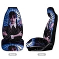 thumbnail image 3 of Wednesday Car Seat Covers Pattern Front Seat Protector Cover Full Universal Size Auto Accessories 2PCS, 3 of 6