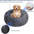 thumbnail image 4 of Cesta redonda para perro, cojín para gato, cesta tipo donut, cama extra suave, acogedora y bonita, cojín, 50 cm, gris oscuro, 4 of 5