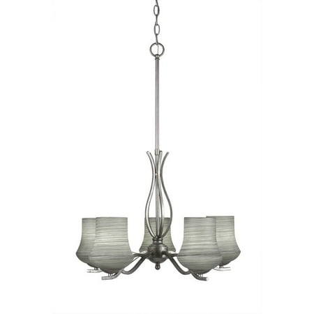 Aegis 5 Light - Toltec Lighting-245-AS-682-Revo - Five Light Chandelier Aged Silver