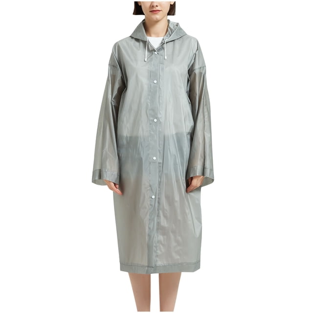 Imperméable pour Femmes, Veste d'Extérieur Imperméable à Manches Longues avec Capuchon, Fermeture à Boutons et Protection Solaire, Noir