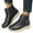 Navy, variant on Women's Fleece Lined Ankle Boots Water Proof Non Slip Snow Boots Fashion Leopard Print Leather Lace Up Dress Shoes White Size 8.5