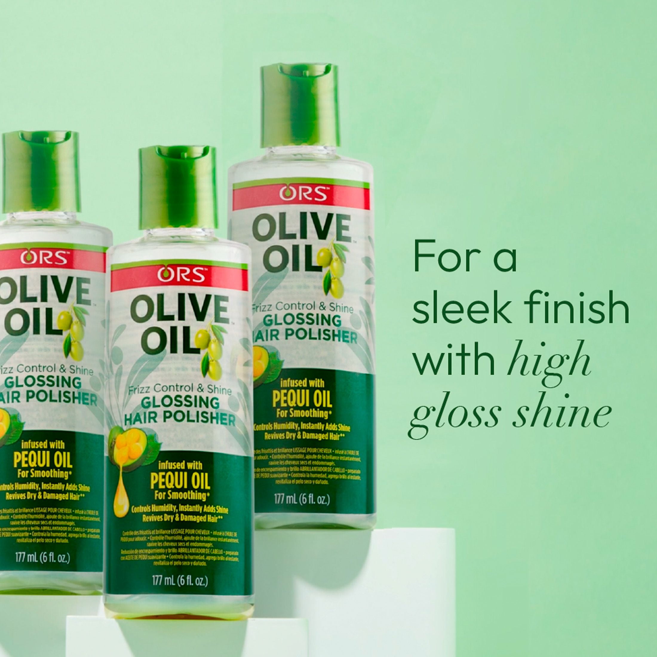 (2 pack) ORS Olive Oil Glossing Hair Polisher for Frizz Control & Shine, All Hair Types, 6.0 fl.oz.