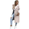 thumbnail image 4 of Women's Winter Wool Coat Casual Lapel Single-Breasted Peacoat Beige XL, 4 of 10