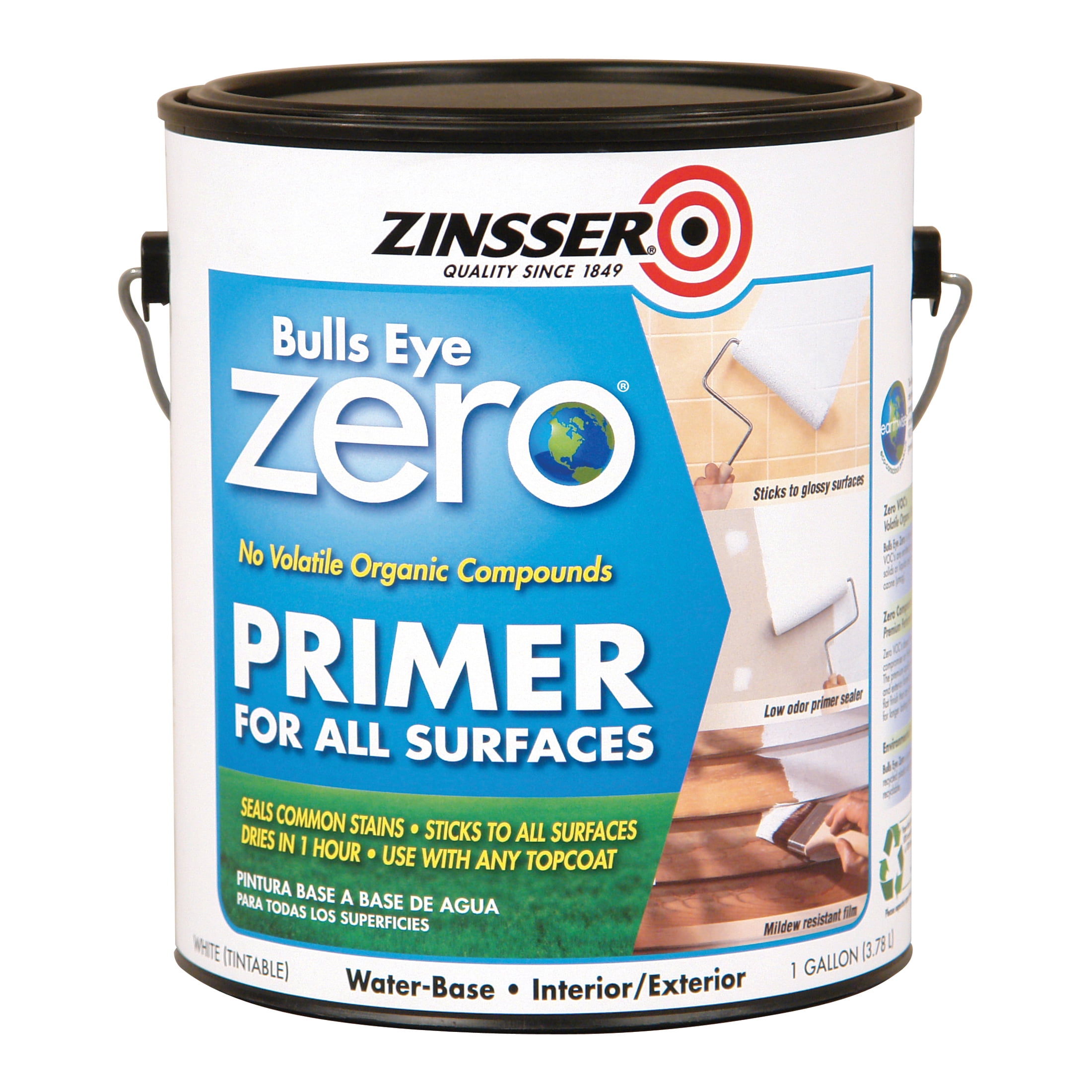 2 Pack, White, Zinsser B-E Zero Interior/Exterior Water-Based Flat Primer- 249020, Gallon