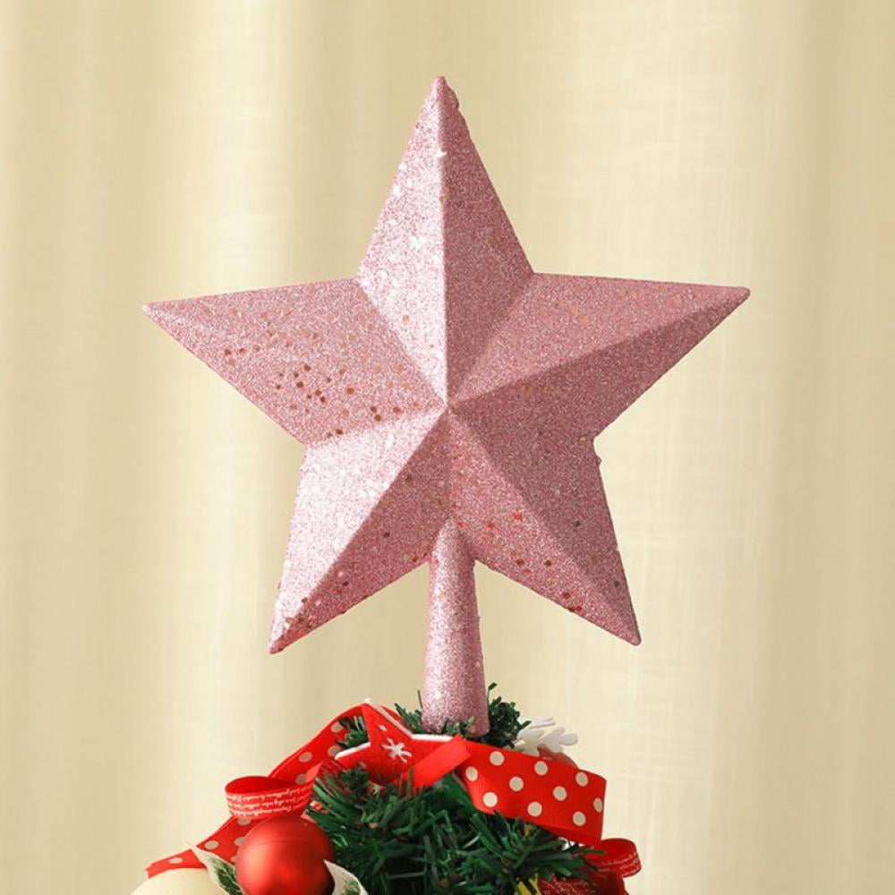 Save！Glitter Mini Star Christmas Tree Toppers Red Gold Silver Mini Star Tree Topper for Xmas