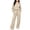 Khaki #661, variant on Women's 2 Piece Lounge Set Quarter Zip Pullover and Wide Leg Pants, Casual Fall Matching Outfit with Drawstring Waist and Pockets Tracksuit, 2XL