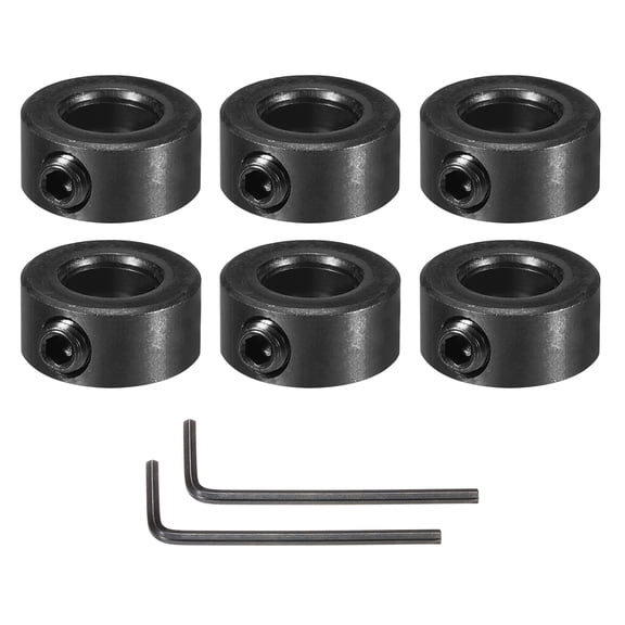 Bore 8 mm Shaft Collar 16 mm OD 8 mm Thickness with Set Screw & 2 Wrench for Machine Tools(Black, Pack of 6)
