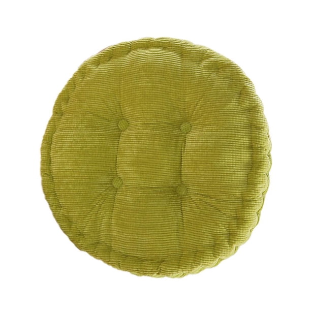 Cojín redondo de pana de algodón para silla, para el hogar, el coche, la oficina, el jardín al aire libre. Verde