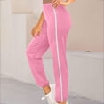 thumbnail image 2 of Lixiuxyad Summer Beach Pants Women Wide Leg Pants Elastic Waist Fashion Solid Casual Sports Sweatpants Loose Pants With Pockets Pink, 2 of 6