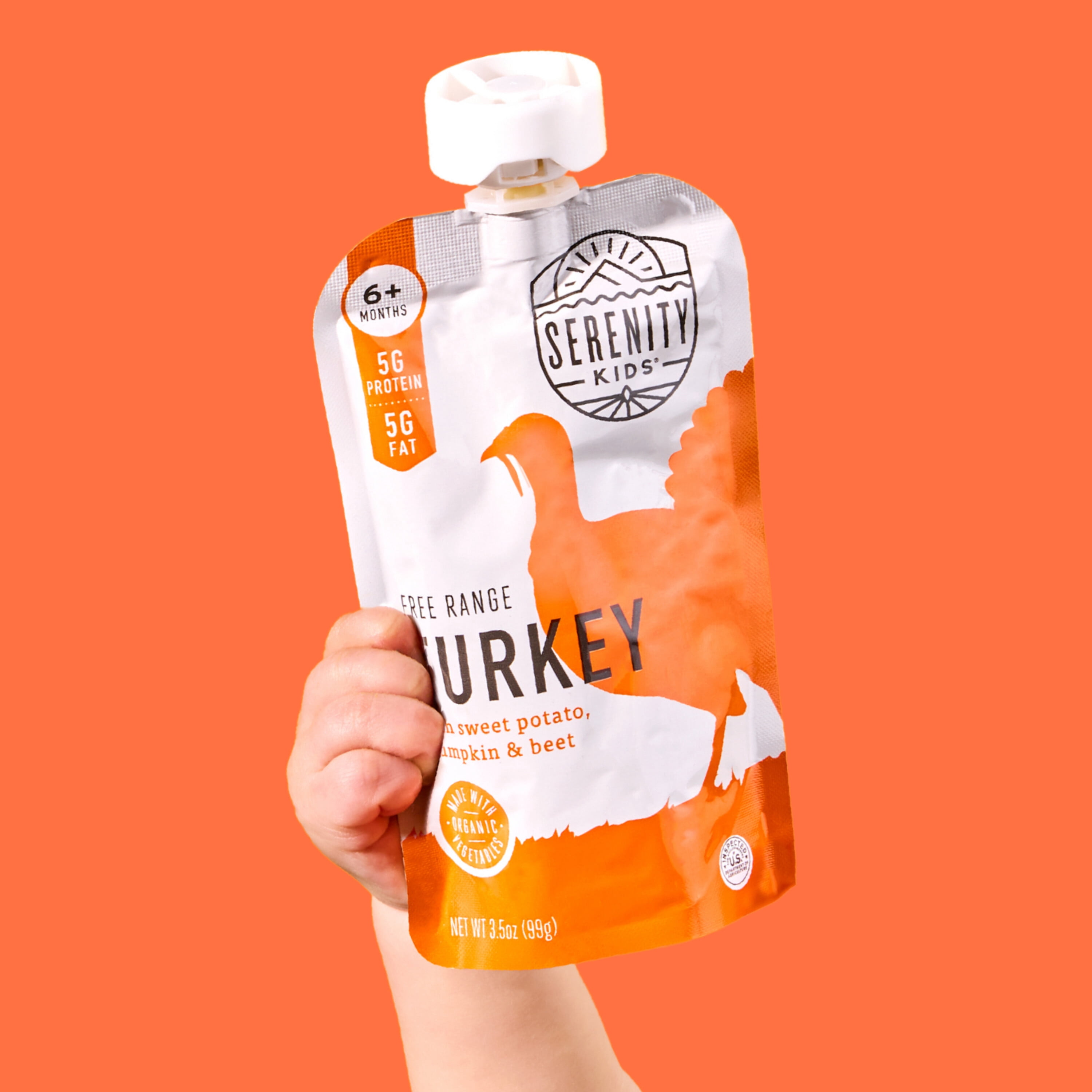 (12 pack) Serenity Kids Free Range Turkey Stage 2 Baby Food Organic Sweet Potato Pumpkin & Beet, 3.5oz Pouch