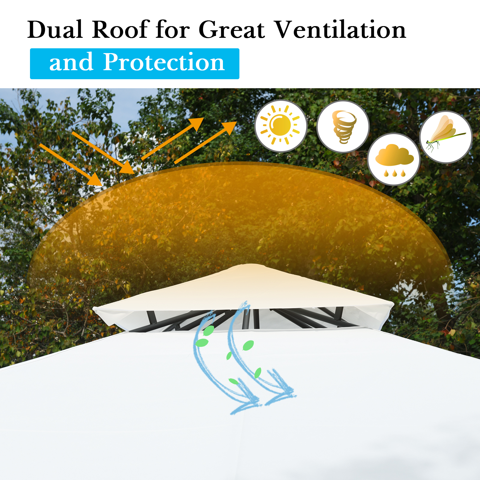 Topbuy 2 Tier 10'x10'Patio Steel Gazebo Outdoor Canopy Tent Steel Frame Shelter Awning W/Side Walls for Patio Yard Garden