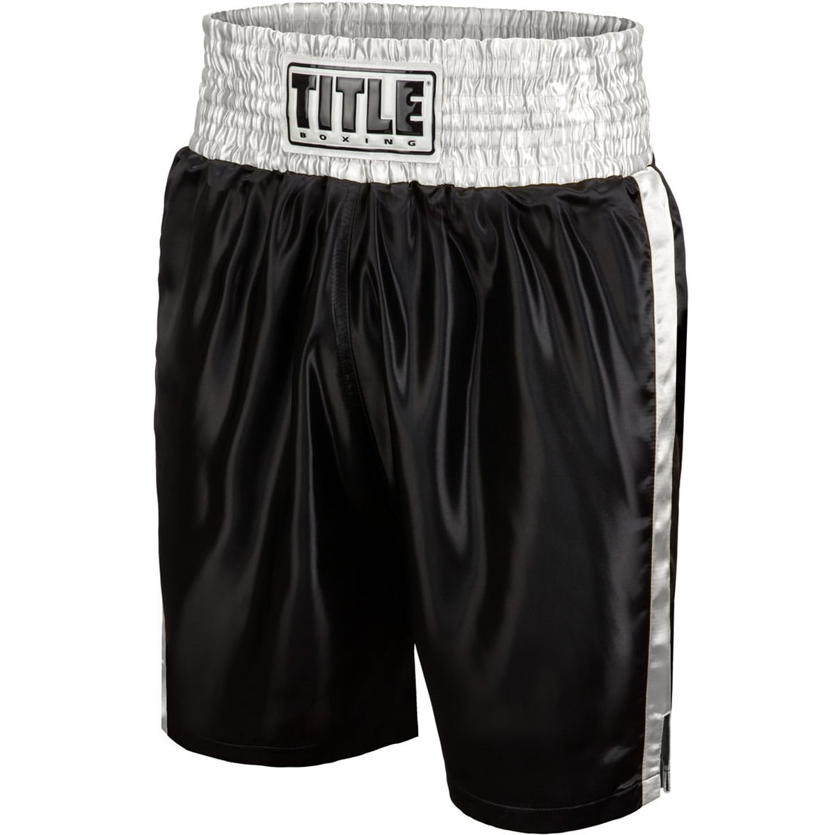 White/Black XL Everlast Standard Bottom of Knee Boxing Trunks 