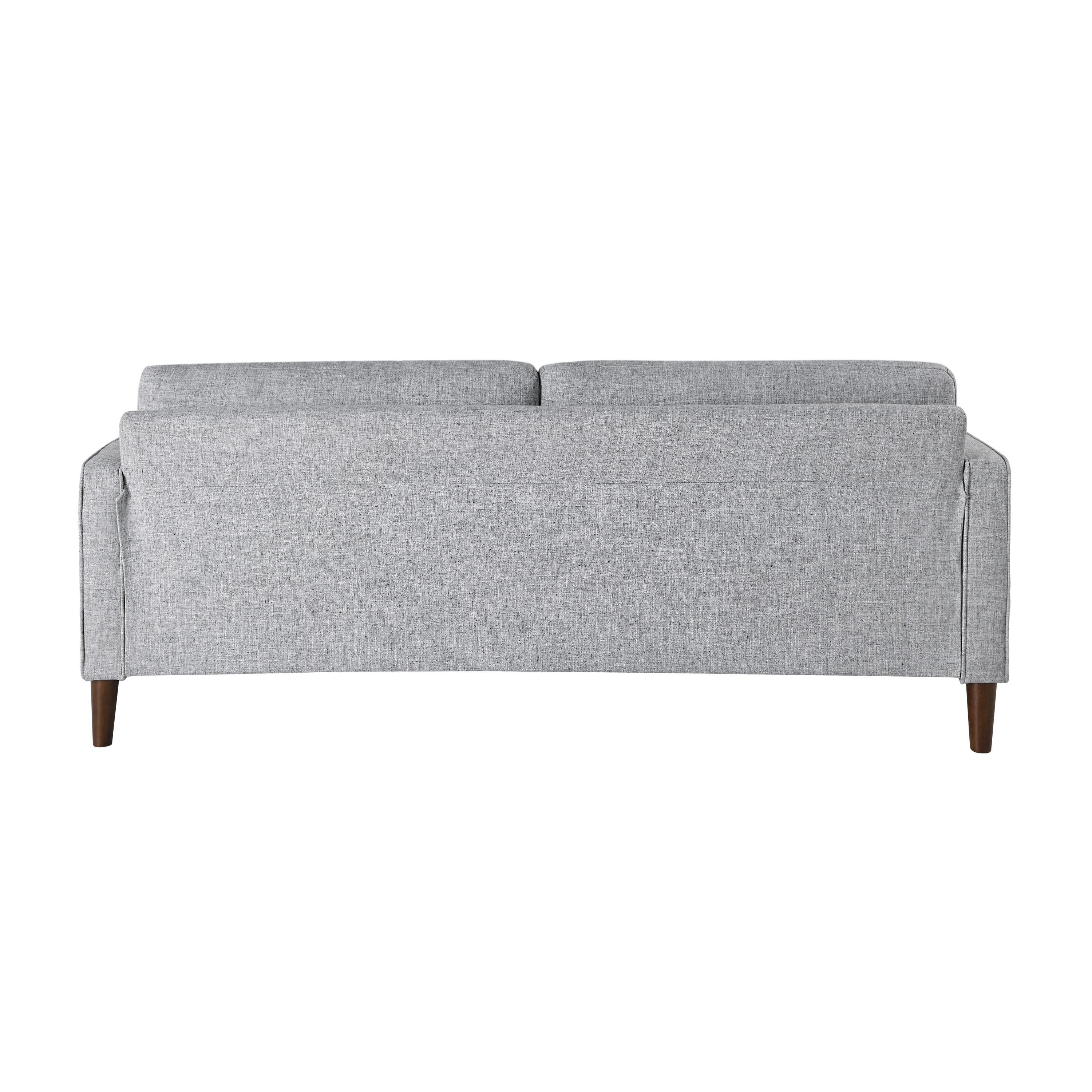 Studio Living Lorelei Mid-Century Modern Cushion Back Upholstered Sofa, Light Gray Fabric