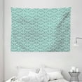 thumbnail image 1 of Teal Tapestry, Traditional Japanese Chinese Seigaiha Pattern Abstract Scales Asian Inspirations, Wall Hanging for Bedroom Living Room Dorm Decor, 80W X 60L Inches, Jade Green White, by Ambesonne, 1 of 2
