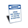thumbnail image 3 of Warning: Urine Big Trouble If You Pee in Our Pool, Pool Rules Warning Sign, Poolside Reminder Aluminum Sign - 4x18 inches, 3 of 4