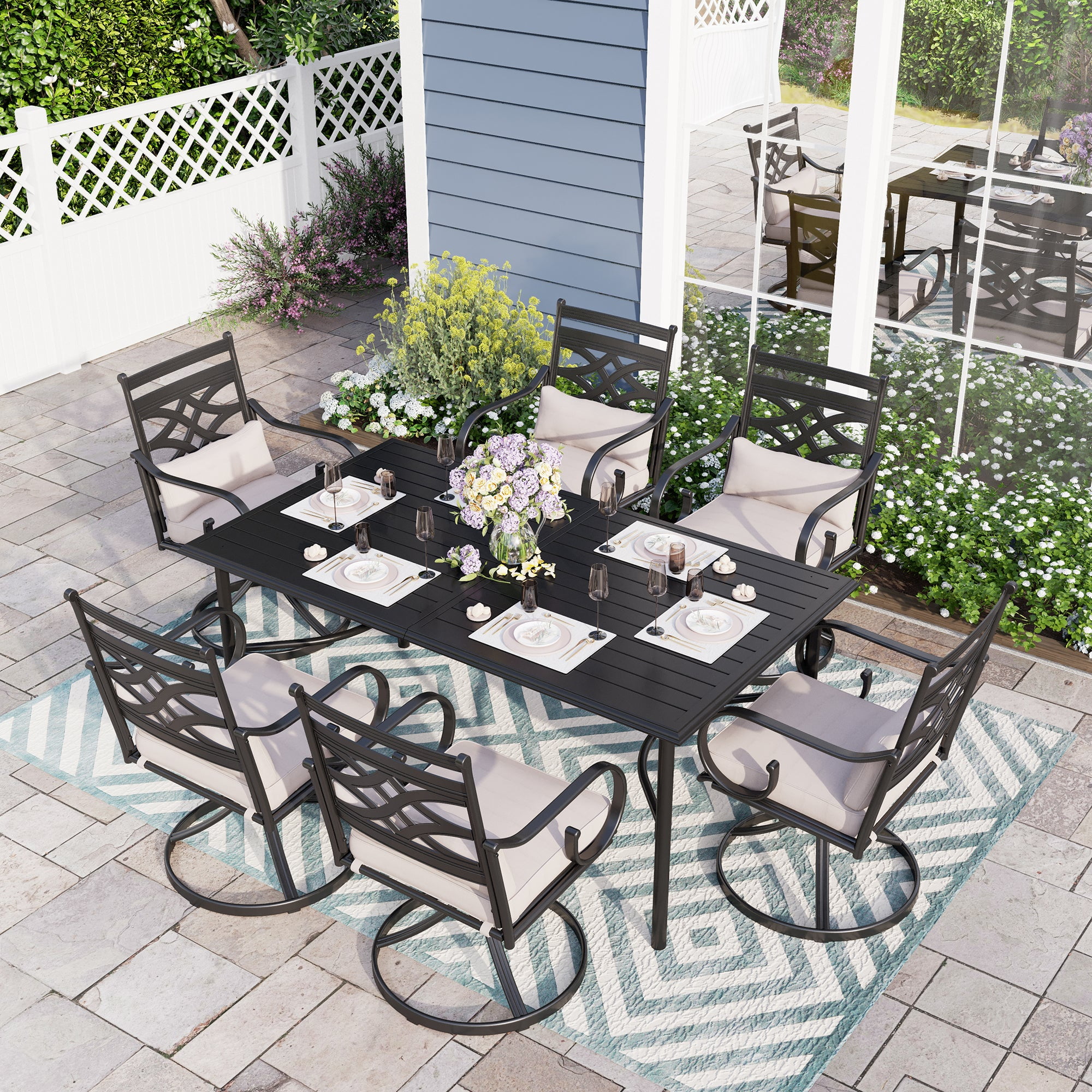 Sophia & William 7 Piece Outdoor Patio Dining Set Outdoor Metal Table
