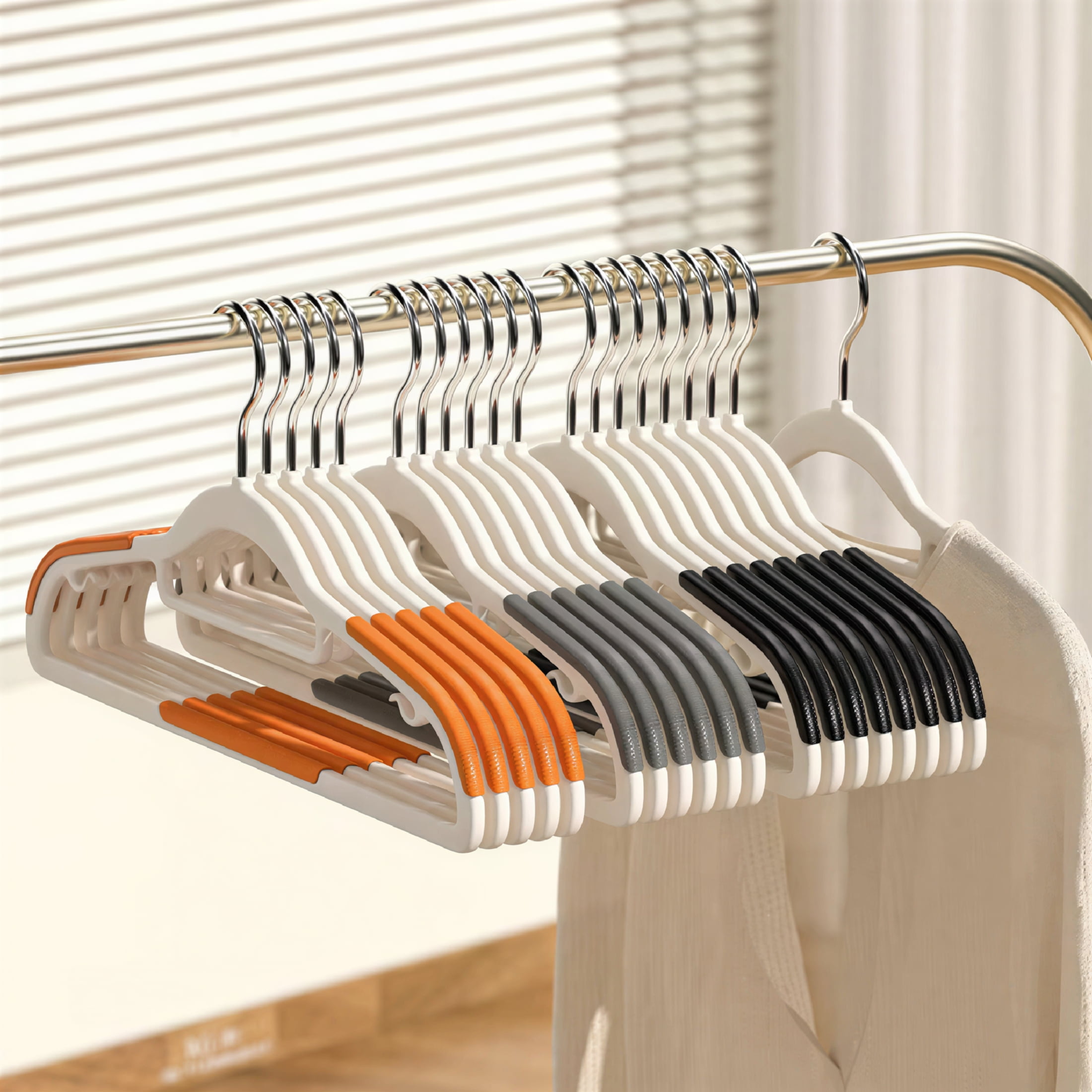 LAMIRO 12 Pack Slim Plastic Clothes Hangers with Rubberized Non-Slip Grip for Wardrobe,Coat Hangers for Hanging Women/Men Clothes