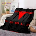 thumbnail image 3 of Manta de franela suave con el logotipo del coche Tesla impresa en 3D para camas, dormitorios, sofás, picnics, manta para cubrir la siesta al aire libre, regalo, 3 of 5