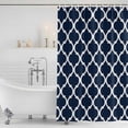 thumbnail image 4 of Navy Blue Morocco Pattern Waterproof Fabric Shower Curtain,White Moroccan Geometric Art Waterproof Fabric Shower Curtain for Bathroom Curtains Bathtubs Shower Curtains with 12 Hooks Small 36x78in, 4 of 8
