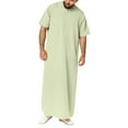 thumbnail image 3 of MSJUHEG Robe Mens Robe Dolman Crew Neck Short Sleeve Mens Casual Solid Round Neck Zipper Muslim Robe Short Sleeve Jubba Thobe Robe For Women Long Green Xl, 3 of 8