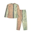 thumbnail image 2 of Kll Hardwood Print Women'S Long Sleeve Pajamas With Pants Sleepwear Loungewear 2 Set-Medium, 2 of 9